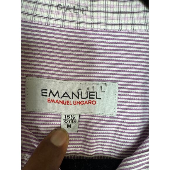 Emanuel Ungaro Purple Striped Men's Shirt size 15.5 Medium Cotton Casual - Picture 5 of 7